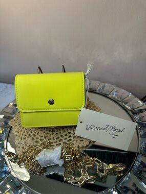 Universal Thread Neon Yellow Mini Crossbody Bag with Gold Chain